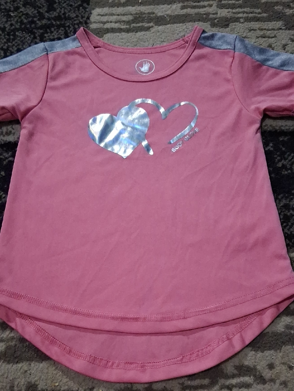 Body Glove Girls' Rose Pink Tee with Silver Heart Graphic